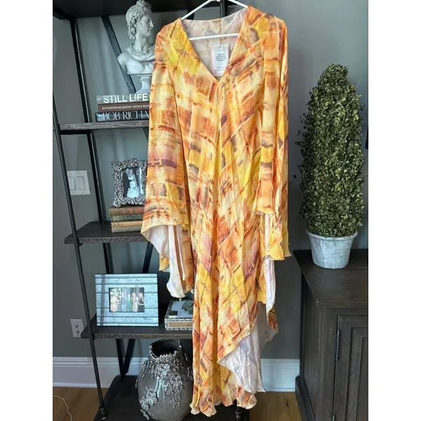 Cult Gaia Shira Asymmetric Crepe Dress Summerhaze Womens Size Small - Image 7