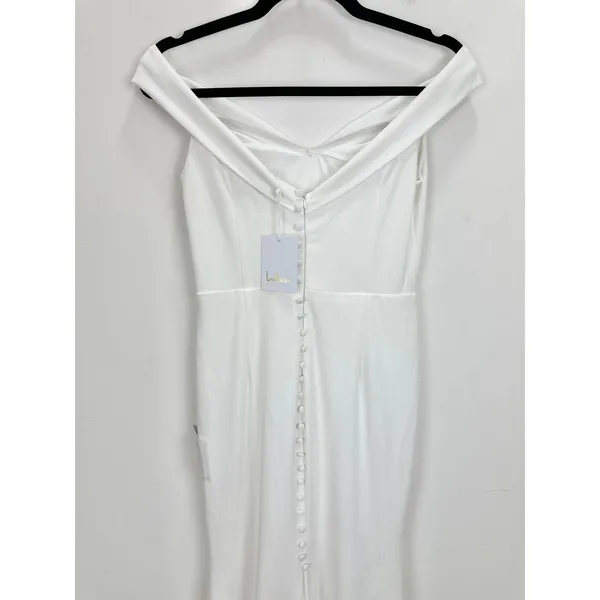 Lulus Arienne White Off-the-Shoulder Mermaid Maxi Dress Wedding Medium NWT - Image 8