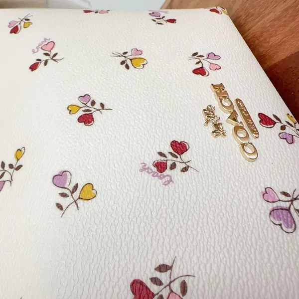 NWT Coach Zip Top Shoulder Bag With Heart‎ Print - Image 2