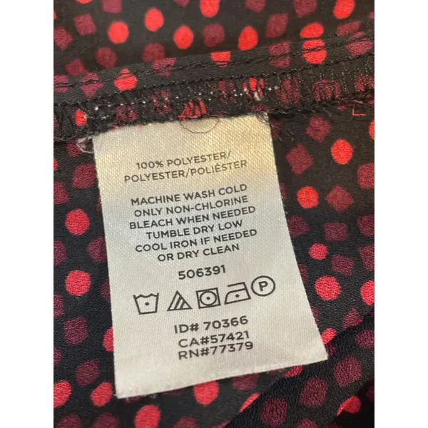 Ann Taylor Top Black Red Polka Dots Sleeveless Mock Neck Ruffle Chiffon Size M - Image 6