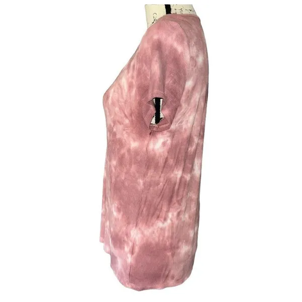 American Eagle Soft & Sexy Rib Tie Dye Lattice V-Neck Top Mauve Pink Medium - Image 2