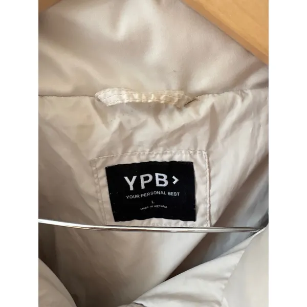 YPB Your Personal Best Cream Quilted Puffer Jacket Side Zip Vents Large - Image 2