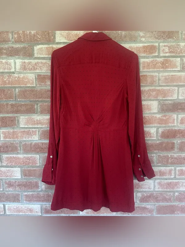 Free People Polka Dot Mini Dress Long Sleeve Button Up Women’s Small Red - Image 9