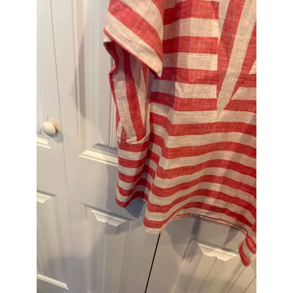 Soft Surroundings Red And White Stripe Cold‎ Shoulder Tunic/Dress Size Medium - Image 4