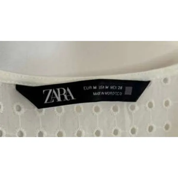 Zara Openwork Embroidered Midi Dress in White sz. M - Image 5
