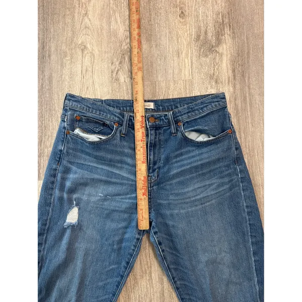 Madewell Straight Crop Jeans Medium Wash Distressed High Rise Size 32 - Image 7