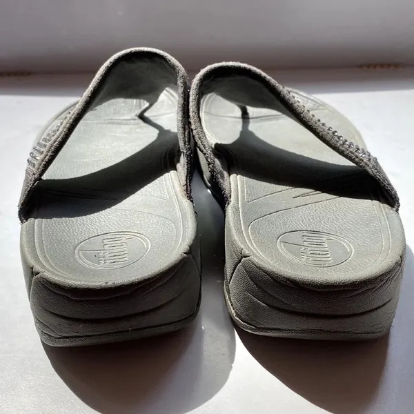 FitFlop Lulu‎ Rhinestone Thongs Flip Flops Gray Graphite Comfort Sandals Summer - Image 2