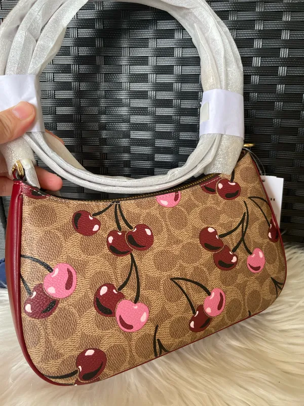 Nwt Coach Teri Shoulder Bag In Signature Canvas With Cherry Print CY694 - Image 3