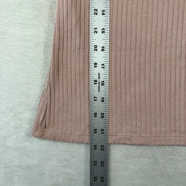 Reformation Womens Pink Ribbed Square Neck Tencel Modal Short Sleeve Top Medium - Image 5