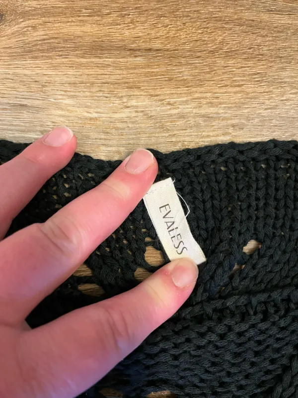 Open-Knit Scoop Neck Sweater in Black - Image 4