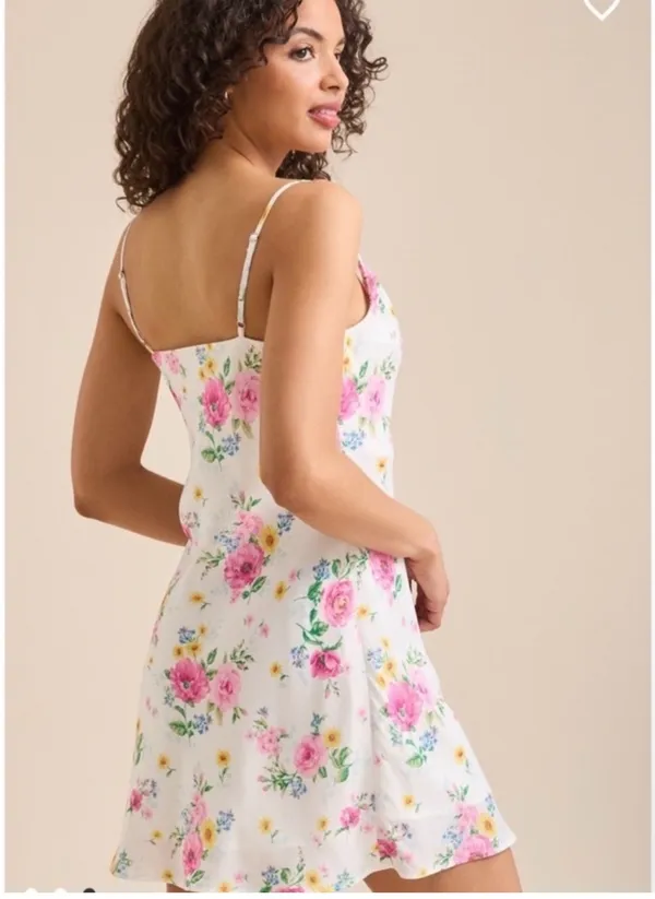 Altar'd State White Floral Slip Dress with Pink Roses NWT - Image 2