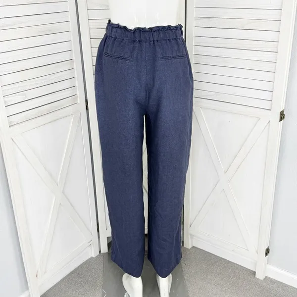 Polo Ralph Lauren Linen Drawstring Wide Leg Pants Denim Blue Small‎ Paperbag - Image 6
