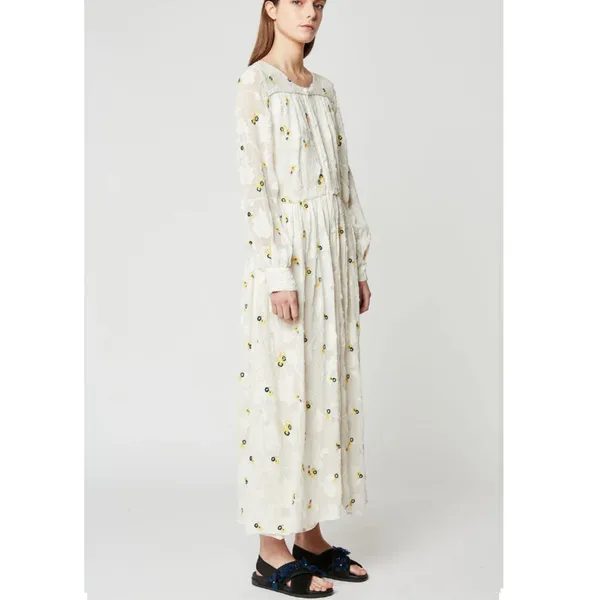 Sister Paul & Joe Maxi Dress Womens 34 Off White Floral La Crima Long Sleeve NWT - Image 3