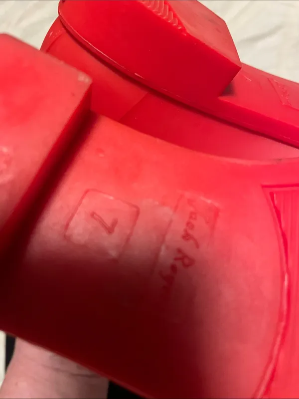 Jack Rogers Red Chelsea Rain Boots with Gold Trim - Image 7