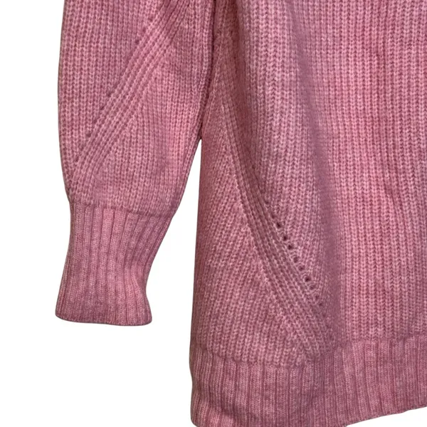 Anthropologie Pilcro Women's Sweater‎ Knit Chunky Cowl Neck Pullover Pink Medium - Image 3