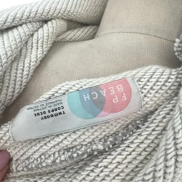 Free People Beach Gray Cowl Neck Split Back Oversized Sweatshirt Size Medium‎ - Image 11