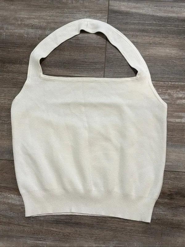 Abercrombie & Fitch Elevated Knit Halter Tank White Size XL Summer Essential - Image 4