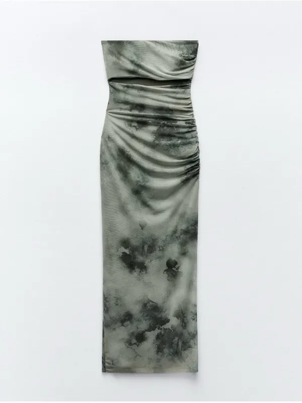 #24 Zara Strapless Cut Out Tulle Midi Dress Size L - Image 6