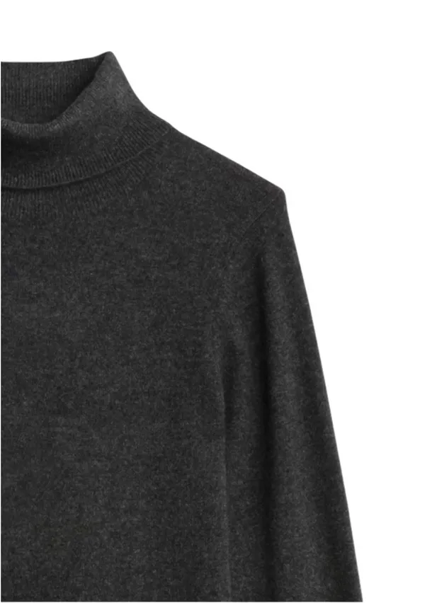 Lusso Cashmere Dark Grey Turtleneck Sweater Dress - Image 4