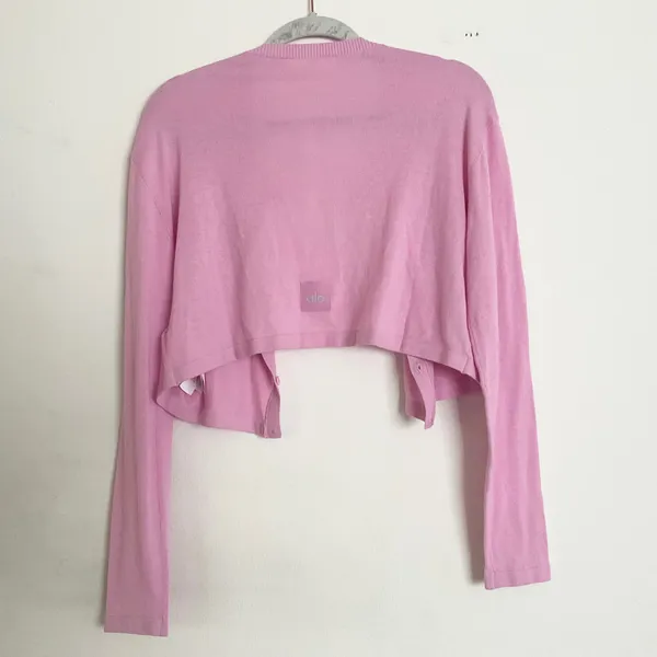 Alo Yoga Supernatural Sweater Cardigan Candy Heart Pink M - Image 4