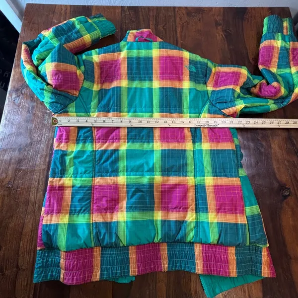 The North Face Green Full Zip Insulated Plaid Lined Jacket Womens Large F11-T502 - Image 6