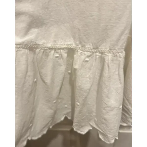 Anthro Let Me Be White Eyelet‎ Embroidered Peplum Cami Top Boho Cotton Sz 6 - Image 12
