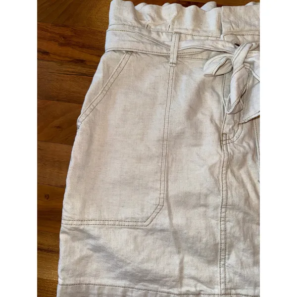 Free People Paperbag Waist Tie‎ Belt tan Mini Skirt Beige Size 8 summer vacation - Image 2