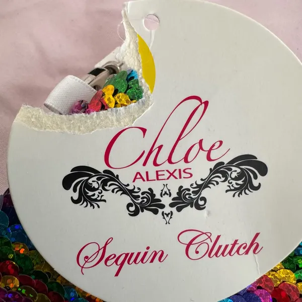 NWT Chloe Alexis Multicolor Sequin Clutch cosmetic bag size 10x7 boho maximalist - Image 2