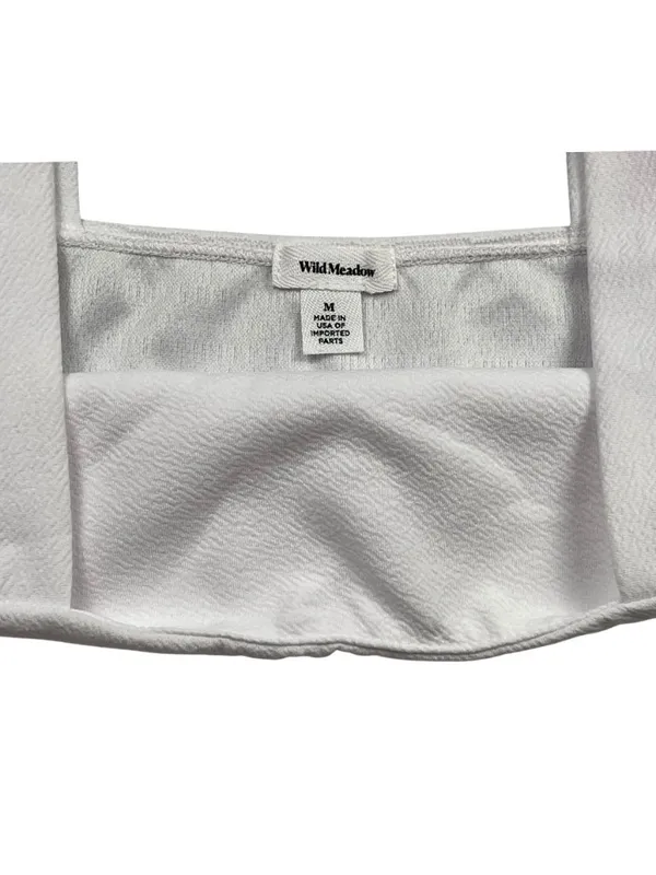 NWT Wild Meadow Textured Crop Tank Top Off White Clean Girl Cami M - Image 4
