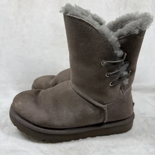 UGG Gita Grey Suede Shearling Lace Up Boots 1018629 Womens Size 6 - Image 7