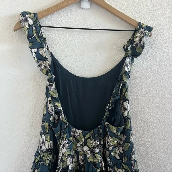 Free People Floral Green Mini Dress Tunic Top XS - Image 5