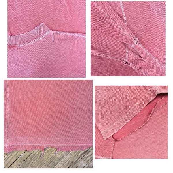 Vintage 80’s Bartack Men’s Salmon Pink Casual Distressed Basic T-Shirt - Image 7