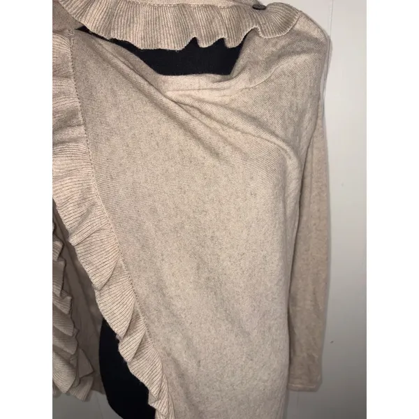Claudia Nichole M Silk Cashmere Ruffle Wrap Cowl Neck Sweater Tunic - Image 6