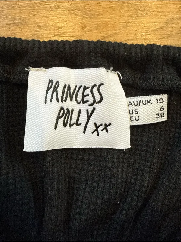 Princess Polly Black Ribbed Tie-Front Slip Dress - Image 3