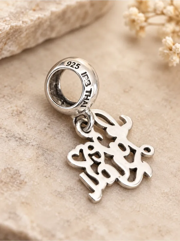 Vintage IBB Charm “I Love You” Thailand Sterling Silver Red Heart Stone - Image 2