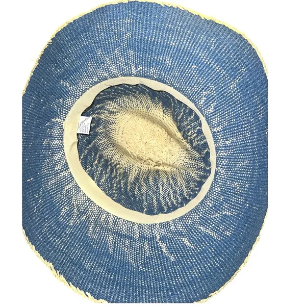 Blue and Tan Women's paper straw Cowgirl Hat - Image 7
