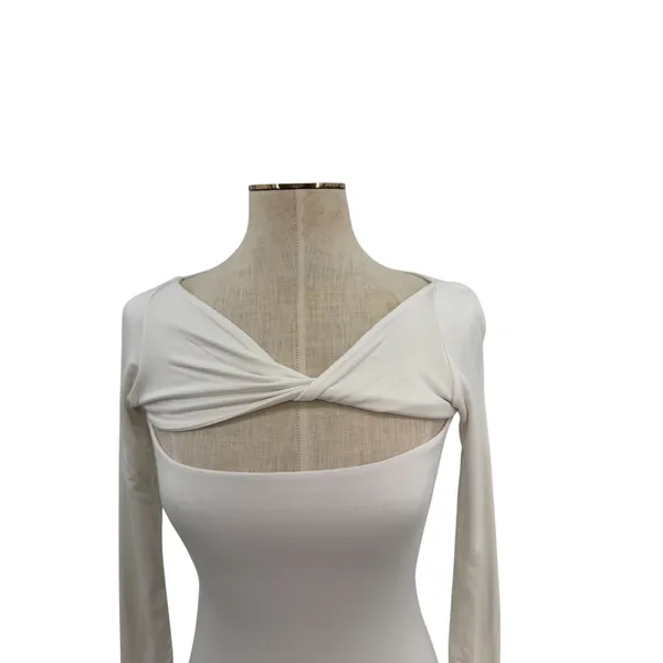 SER.O.YA Irene Twist Cutout Midi Dress White Long Sleeve Bodycon Size XS‎ - Image 4