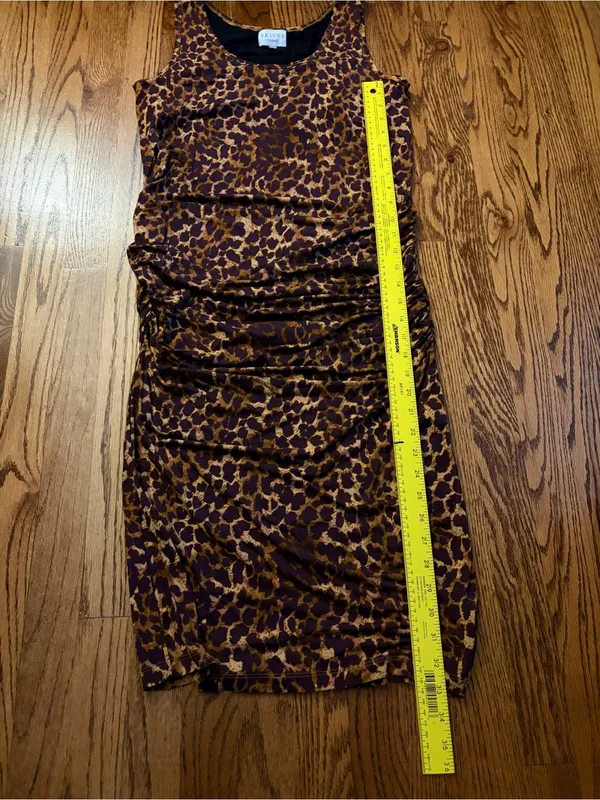 SKiVYS Femme Midi Side Hustle Dress Leopard Ruched Bodycon Size L - Image 11
