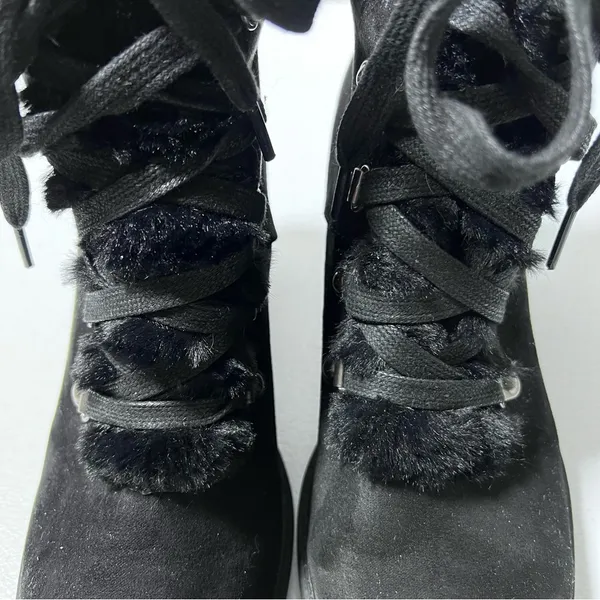 A New Day Larina Black Faux Fur Heeled Ankle Boots - Image 5