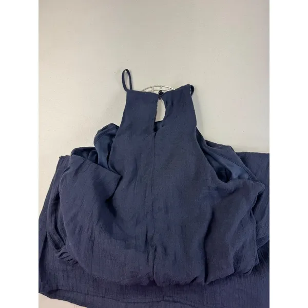 As‎ U Wish Navy Blue Halter Dress Silver Neck Detail Elastic Waist Size M - Image 9