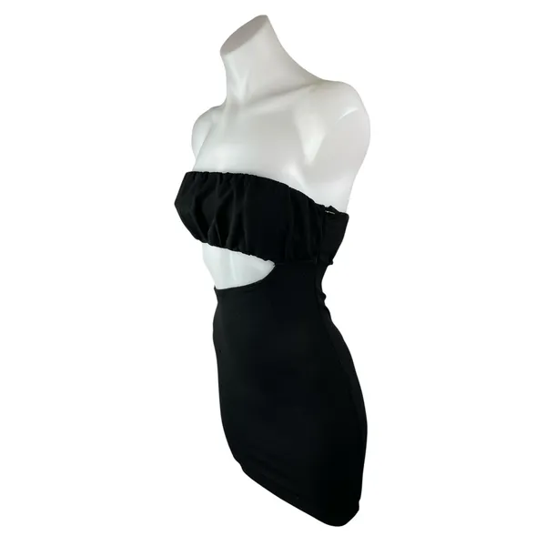 Princess Polly Womens Black Cut Out Sleeveless Tube Bandeau Mini Bodycon Dress 2 - Image 2