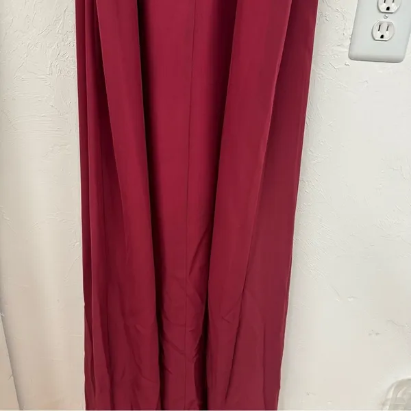 Weddington Way Burgundy Satin Sleeveless Bridesmaid Maxi Dress Womens 6 Formal - Image 9
