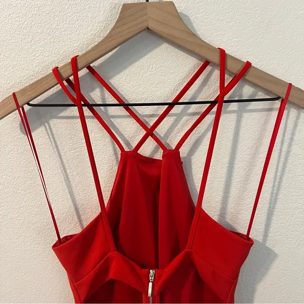 Express Red Asymmetrical Wrap Style Strappy Cutouts Mini‎ Dress Size 2 - Image 6