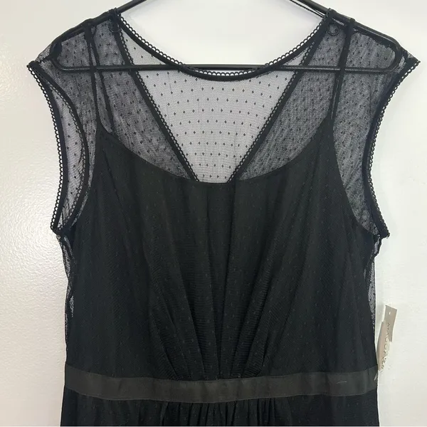 NWT Maggy London Black Mesh Illusion Sleeveless Dress Size 14 - Image 2