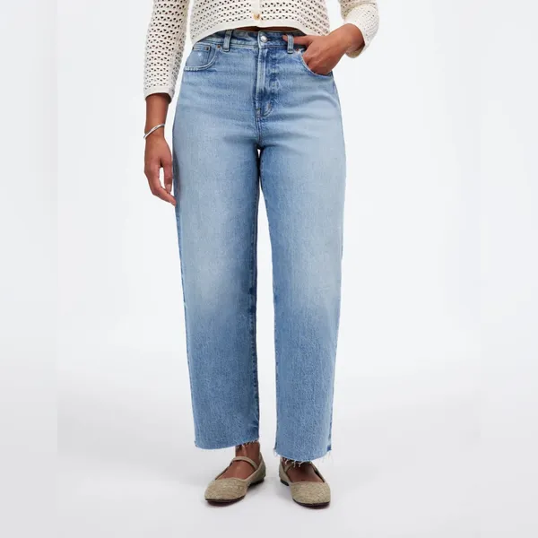 EUC Madewell Curvy Perfect Vintage Wide-Leg Cropped Jeans Sz 24 Broken Zipper - Image 2
