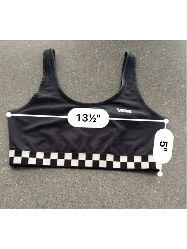 Women's Vans Black & White Checkered Sports Bra S - Image 4