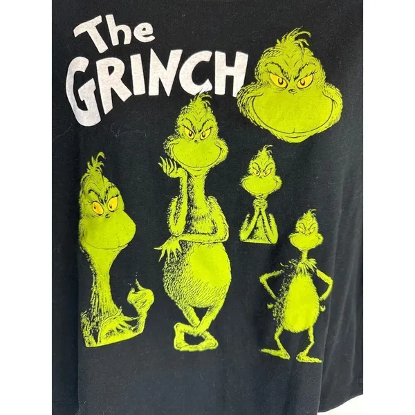 Dr. Seuss The‎ Grinch Black Cropped Top Holiday Festive Women's Medium NWOT - Image 2