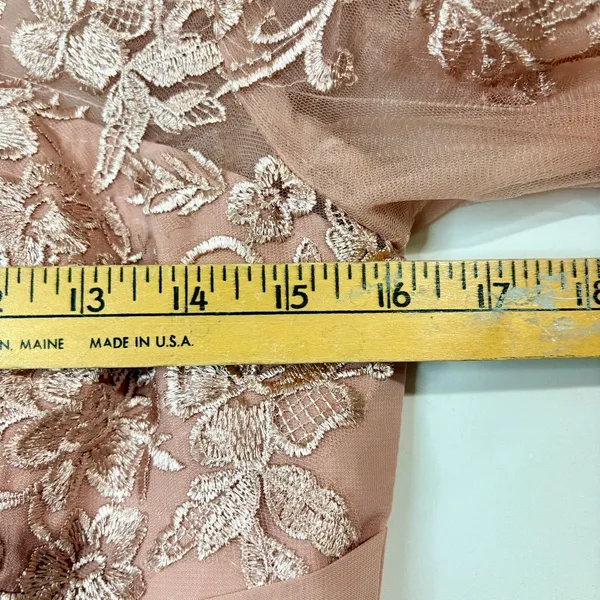 Women’s Lace Bodice Ruffle Chiffon Maxi Formal Gown Dress Dusty Rose Small 4 / 6 - Image 5