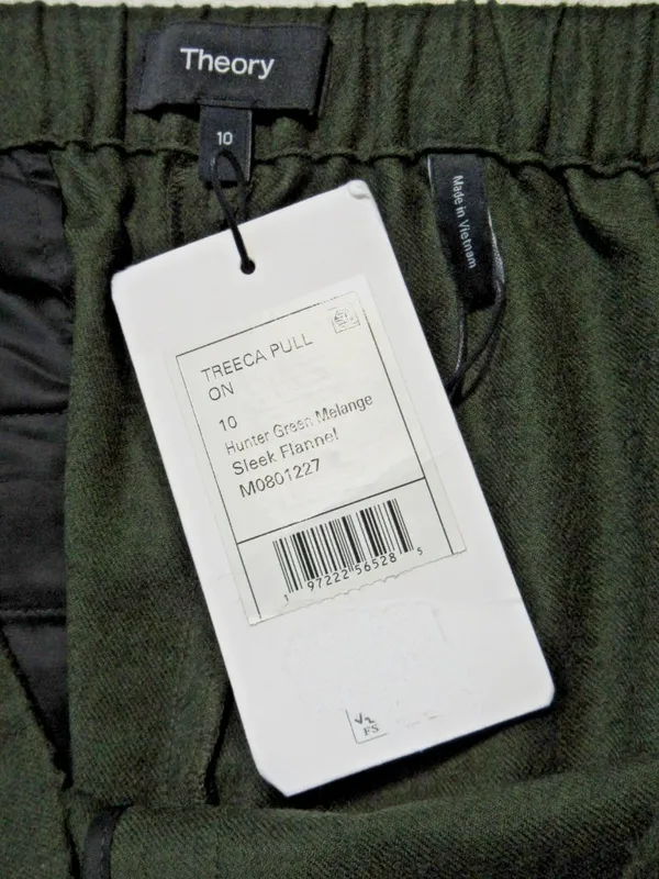 NWT Theory Treeca Pull-on in Hunter Green Sleek Flannel Wool Taper Crop Pants 10 - Image 6