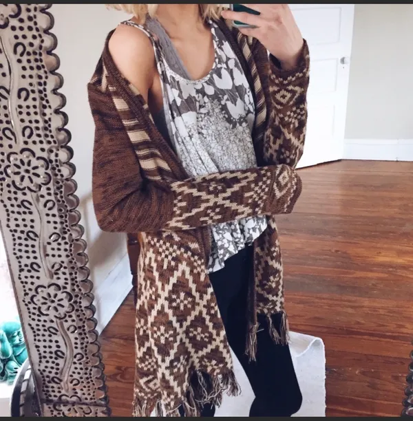 Aztec Cardigan Brown Size M - Image 6